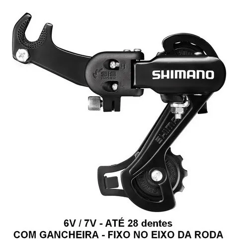 Câmbio Traseiro Shimano Tourney Tz31 C/ Gancheira 7v Até 28d