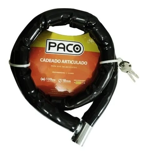 Cadeado Articulado Gomo Aco 1,0mx18mm Chave Tetra Preto