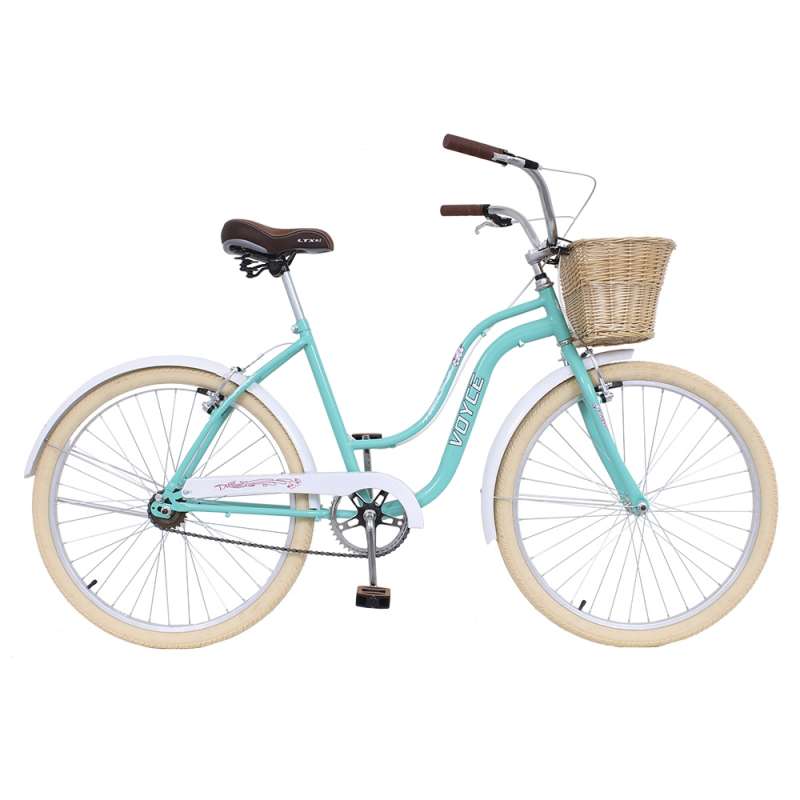 Bicicleta Aro 26 Lady Retro Com Cesta Bege/Marrom Voyce