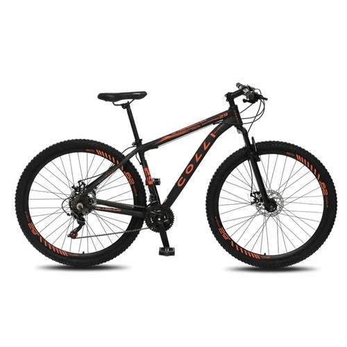 Bicicleta Aro 29 Alumínio 21v Freio a Disco Shimano Preto Fosco Laranja Neon Colli