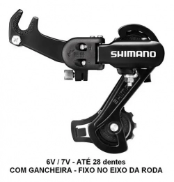 Câmbio Traseiro Shimano Tourney Tz31 C/ Gancheira 7v Até 28d